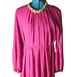 243. Vince Camuto Fuschia Chiffon Long-sleeved Dress 12P NWT